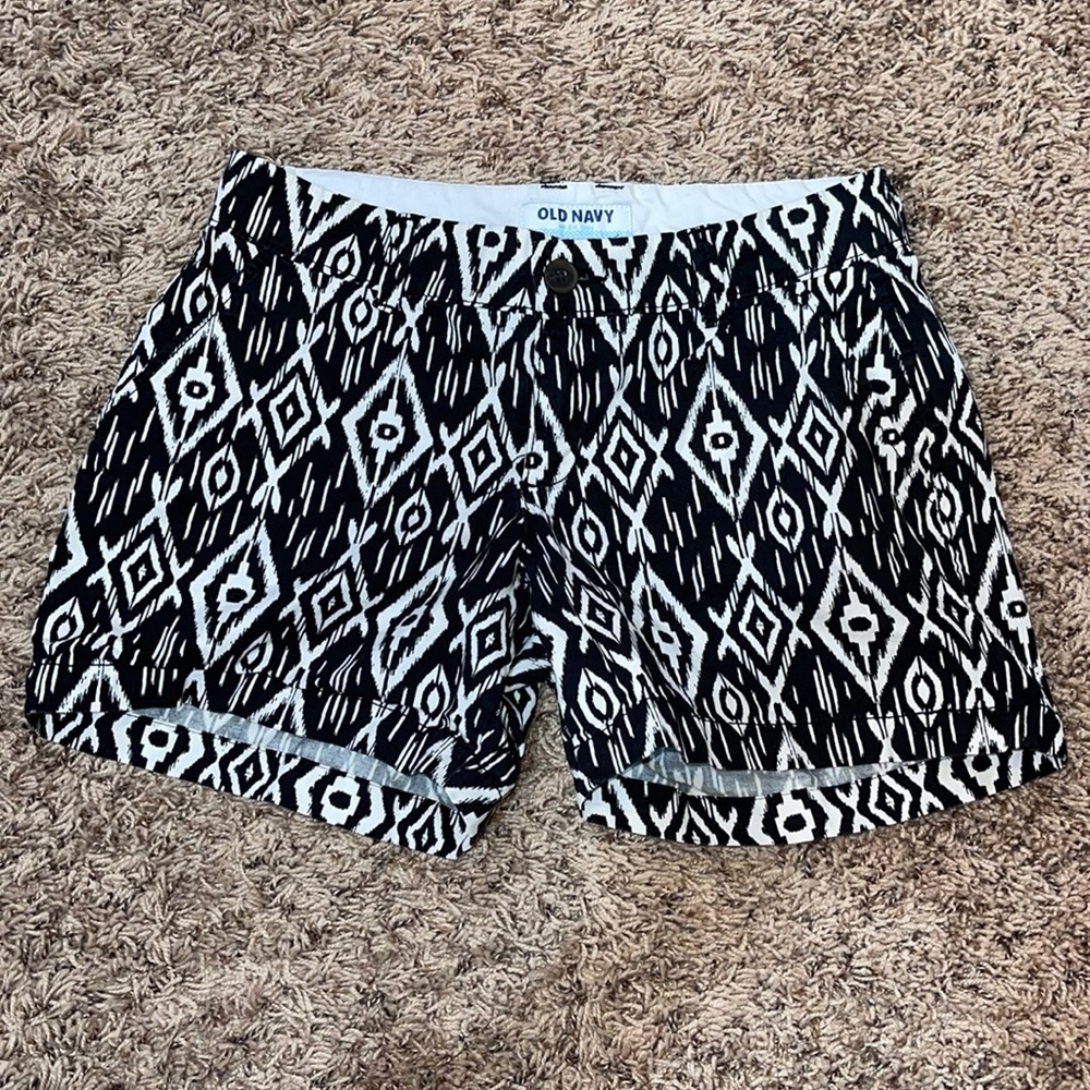 Black Tribal Mid-Rise Shorts